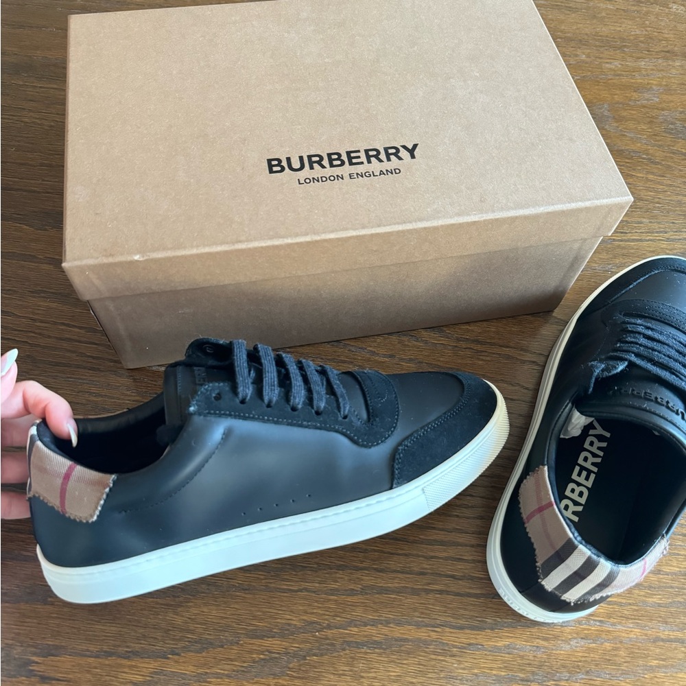 Burberry Vintage Check Panelled Leather Sneakers